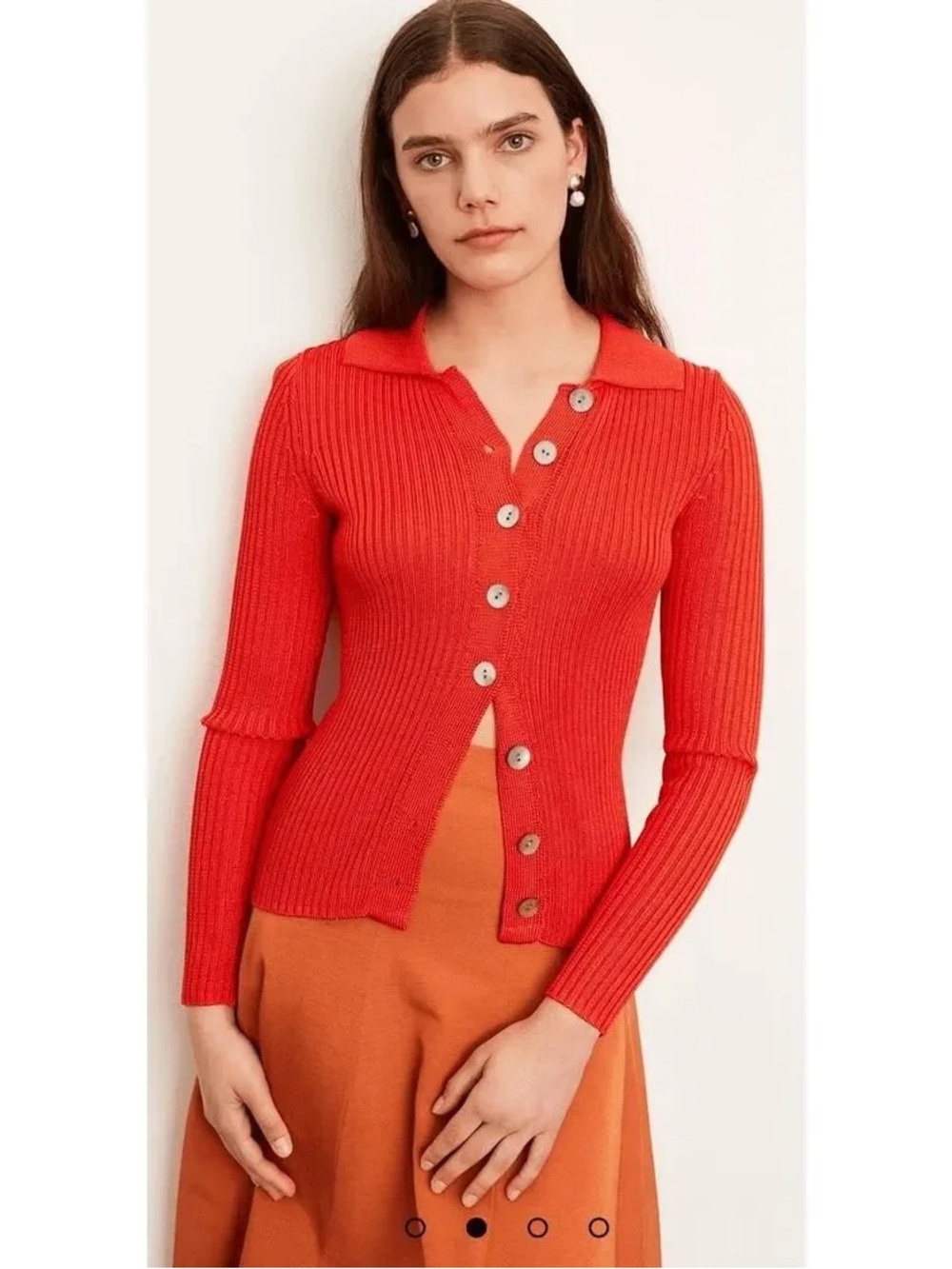 $325 VINCE Burnt Orchid Ribbed Collard Sz Small Cardigan
